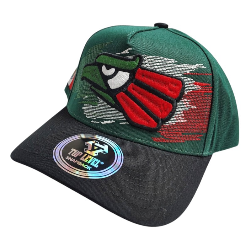 Hip - Hop Caps - Eagle Face With Mexico Flag Dark Green