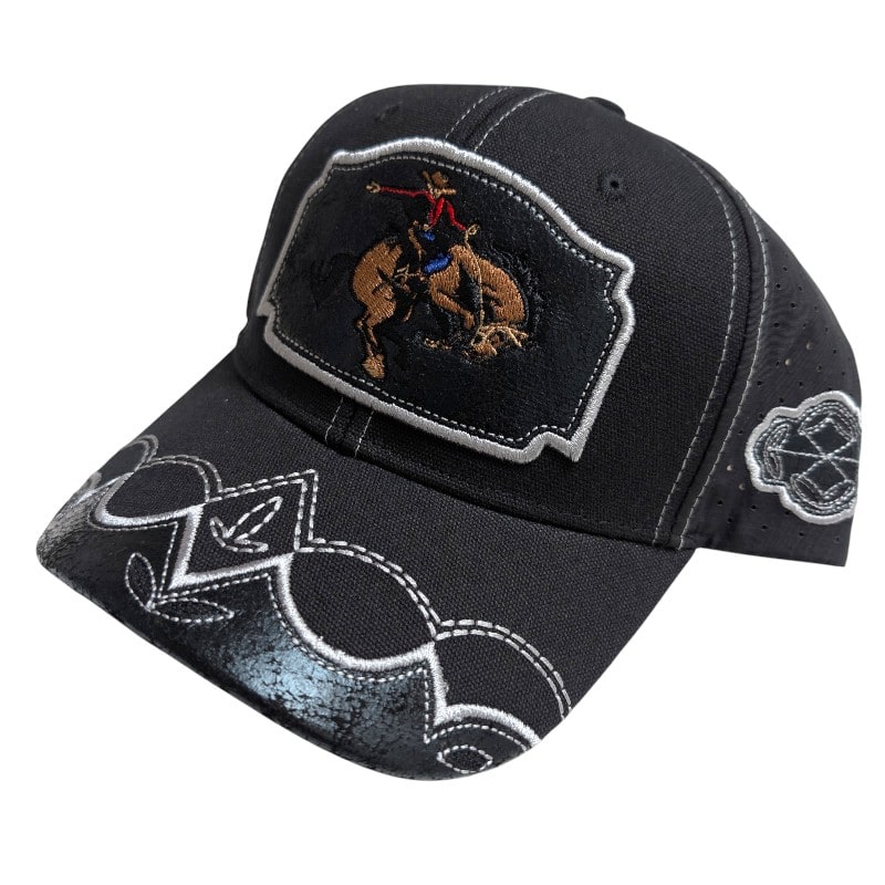 Hip-Hop Caps -Skeleton Cowboy Riding A Bull Brown