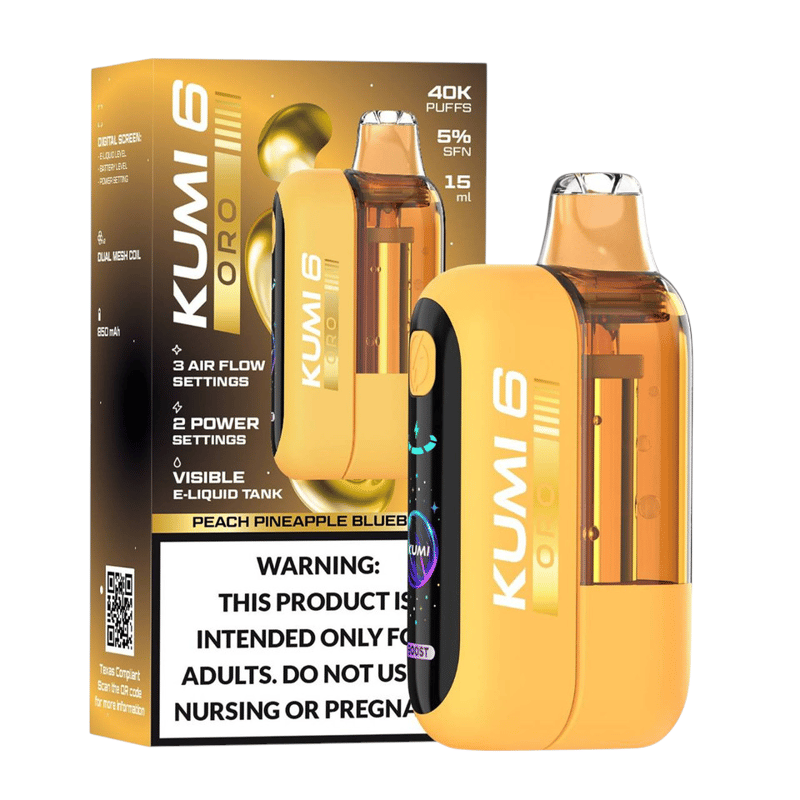 Kumi 6 ORO 40k Puff 5ct Box - Peach Pineapple Blueberry