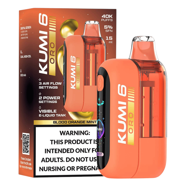 Kumi 6 ORO 40k Puff 5ct Box - Blood Orange Mint