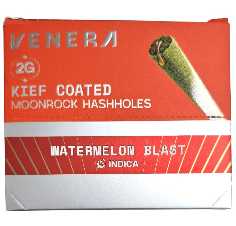 Venera 2g Kied Coated Moonrock Hash Hole Pre-Rolls 20ct Box -Indica-Watermelon Blast