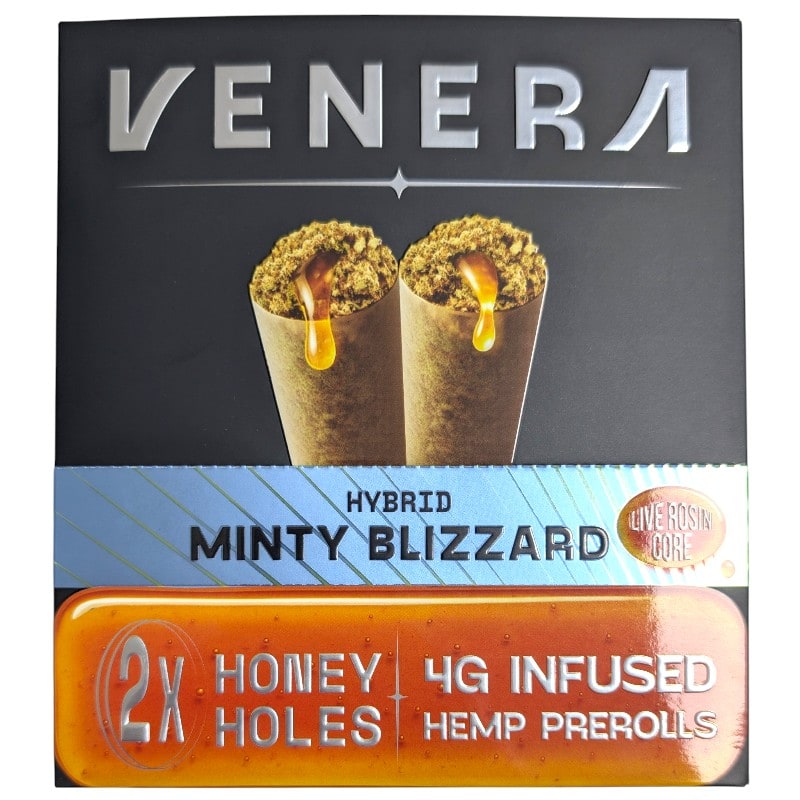 Venera Honey Holes 4g Infused Hemp Pre-Roll 2pk 10ct Box-Hybrid-Minty Blizzard
