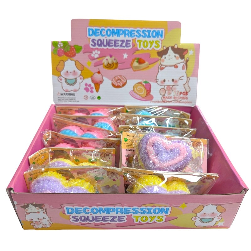 Heart Decompression Squeeze Toys 12ct Box