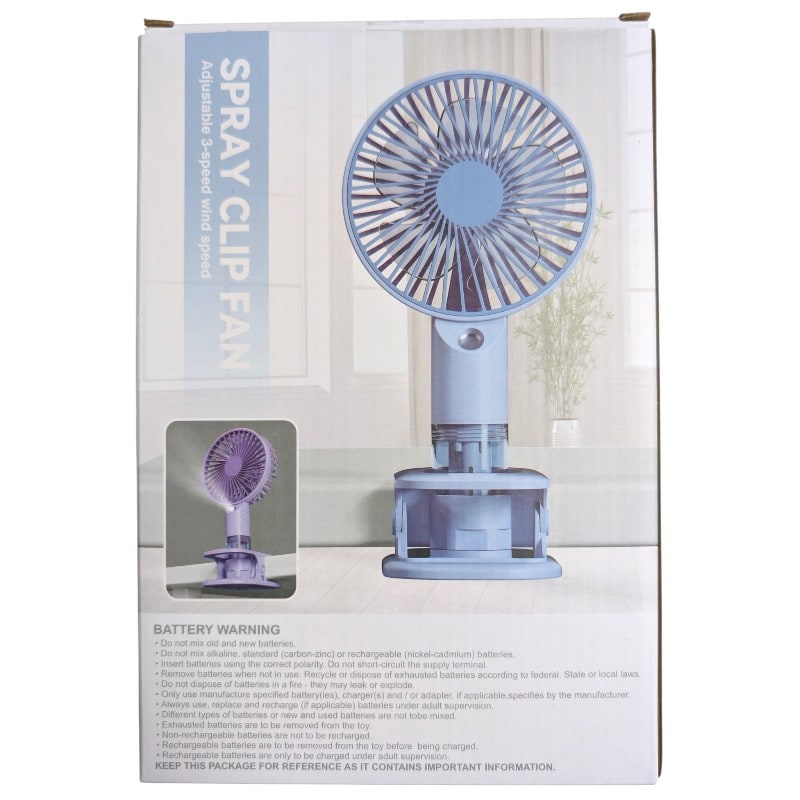 Spray Clip Fan Adjustable 3-Speed Wind -1ct