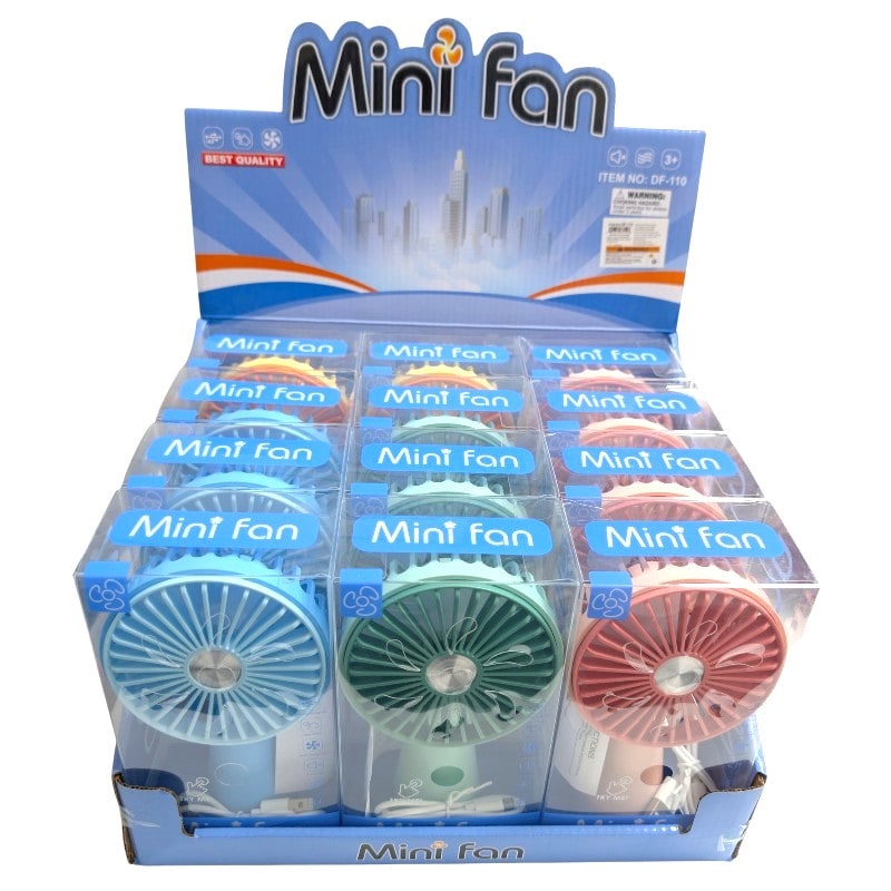 Rechargeable Mini Fan For Summer -12ct Box