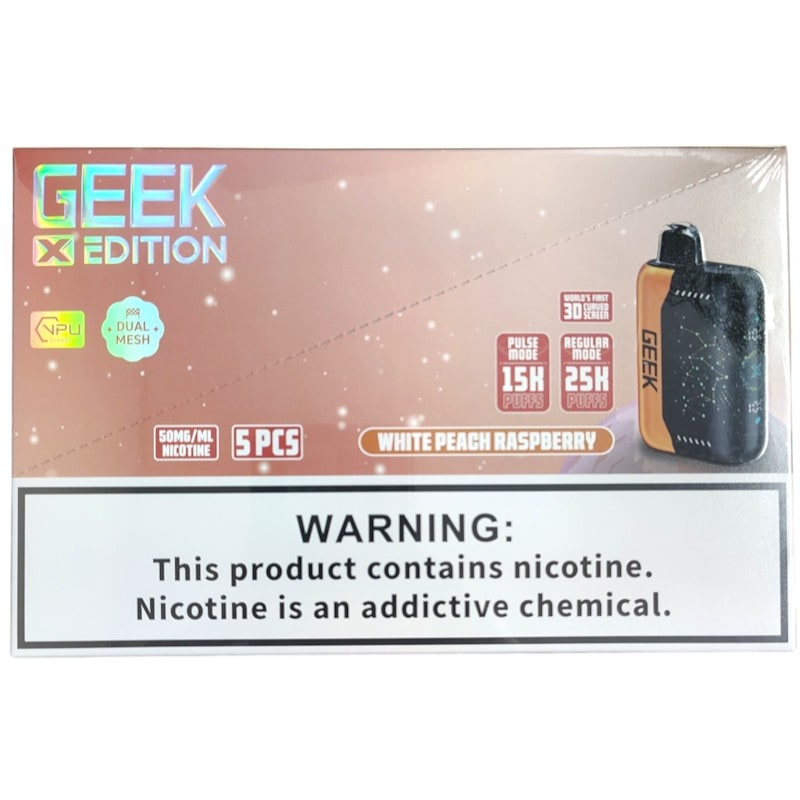 Geek X Edition 25k Puff 5ct Box - White Peach Raspberry