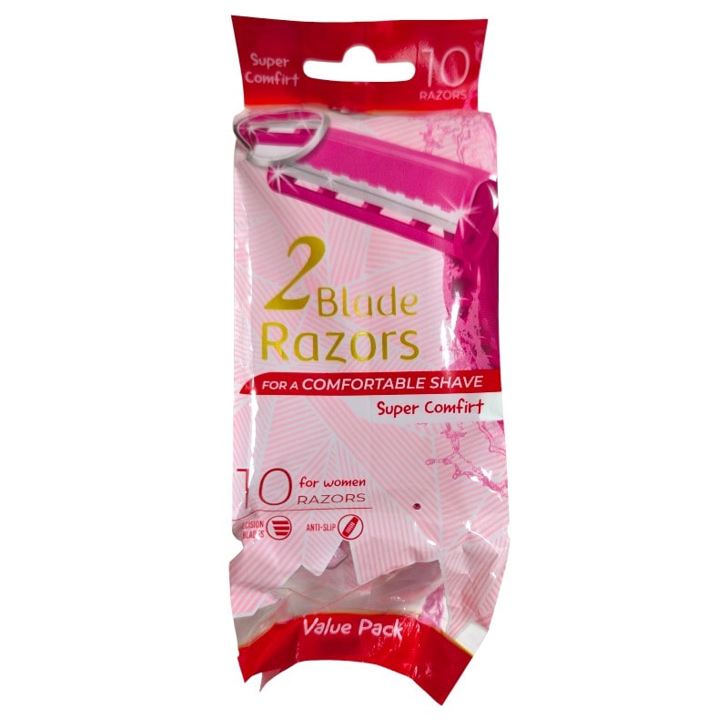 Super Comfirt 2 Blade Razors For Women Pink 10ct Pack