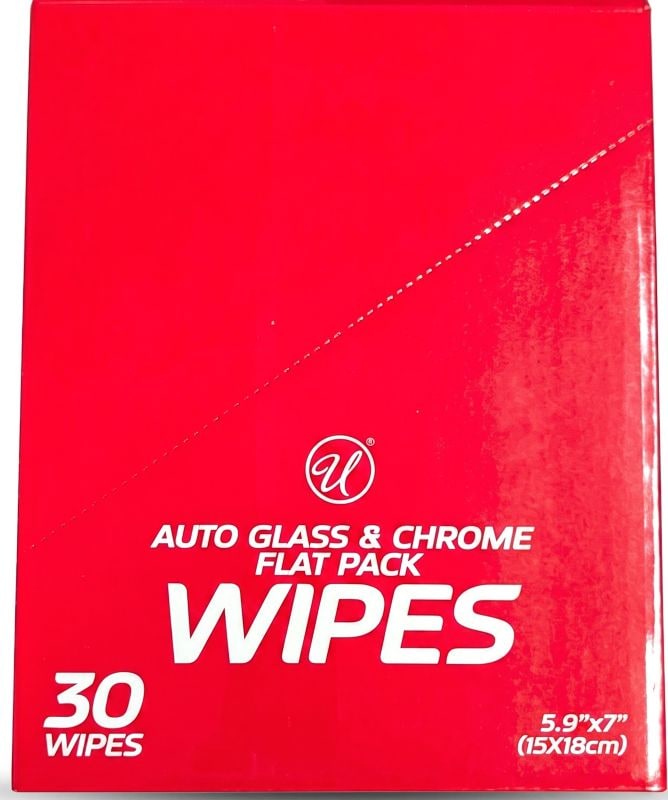 Auto Glass & Chrome Flat Pack Cleaning 30 Wipes 8ctBox
