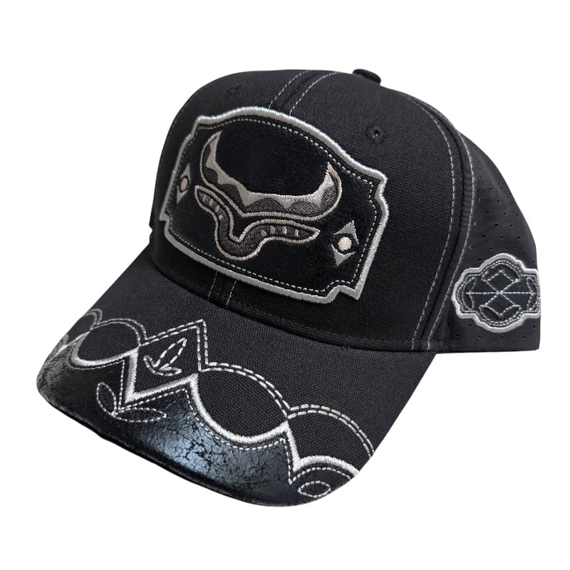 Truckers Caps -Longhorn Bull Logo Embroidery On Brim Black