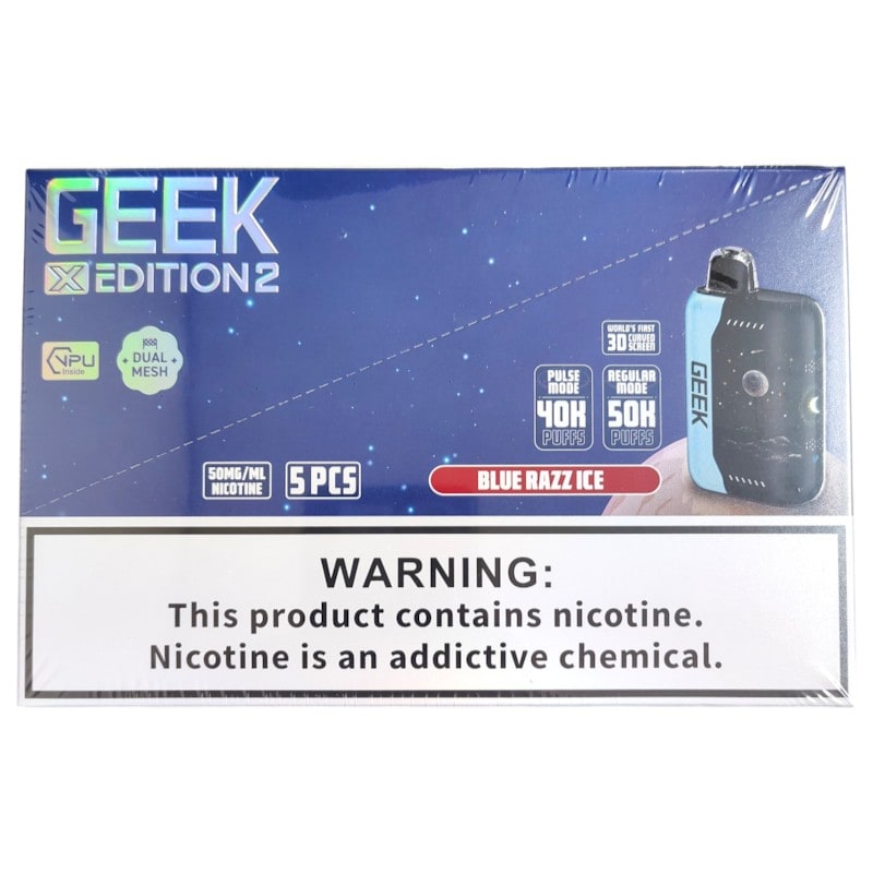 Geek X Edition 50k Puff 5ct Box - Blue Razz Ice