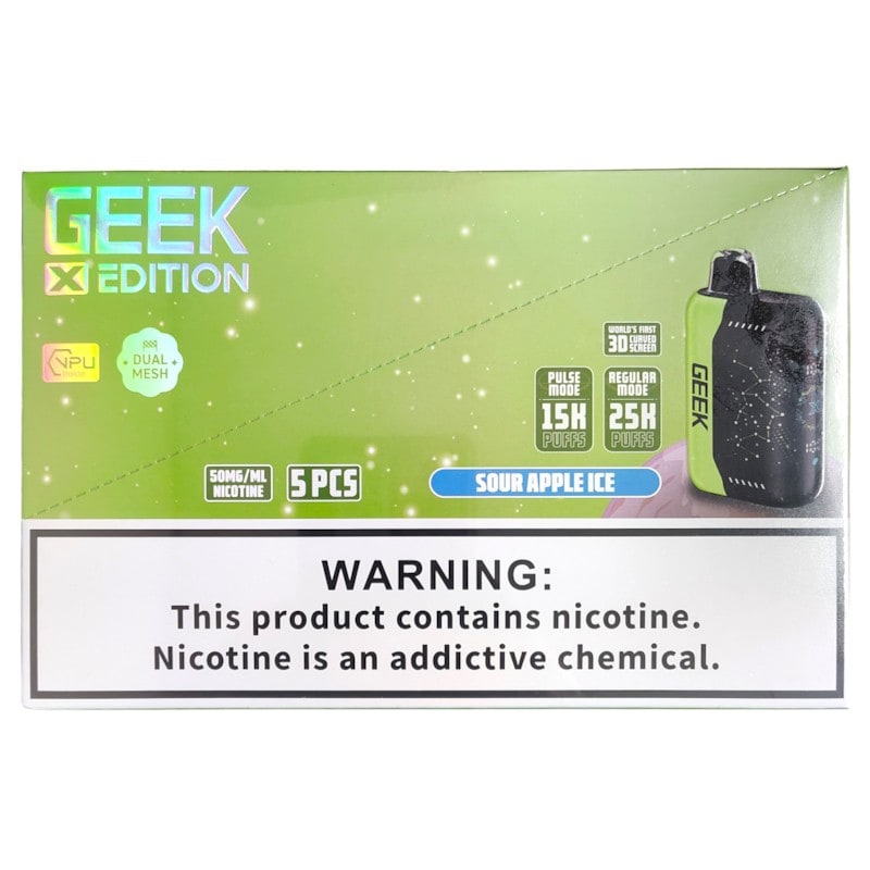 Geek X Edition 25k Puff 5ct Box - Sour Apple Ice