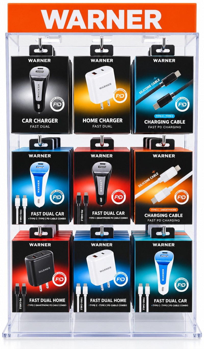 Display Counter Fast Chargers Hanging 9 hook 42ct