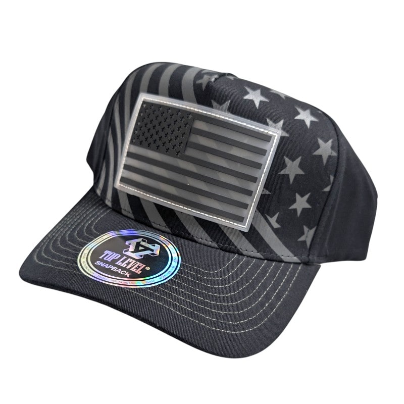 Hip-Hop Caps -Rubberized USA Flag Black