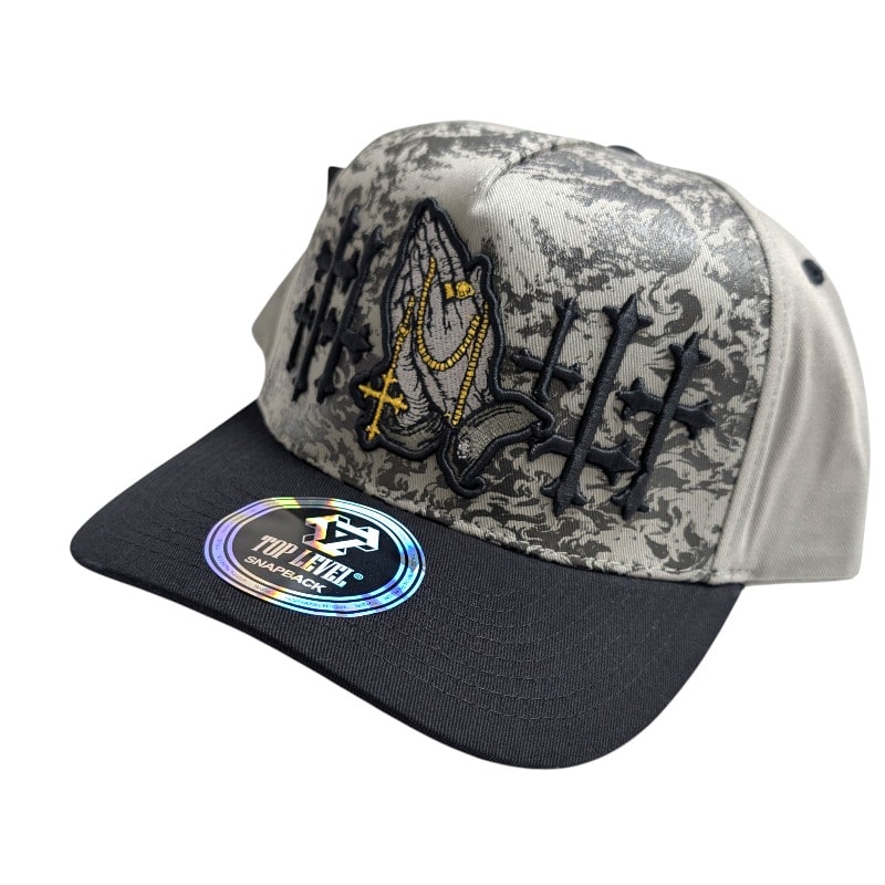 Hip-Hop Caps -Praying Hand Grey/Black