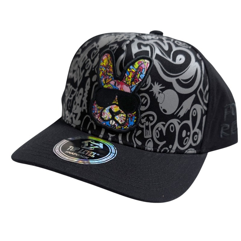Hip-Hop Caps -Rabbit Graphic With Sunglasses Black