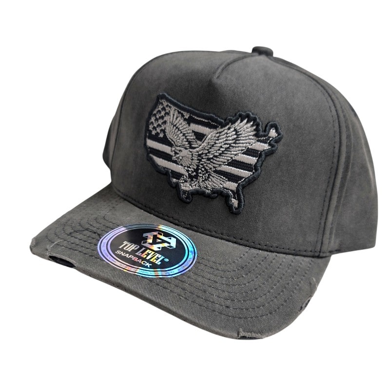 Hip-Hop Caps -USA Logo Eagle Gray