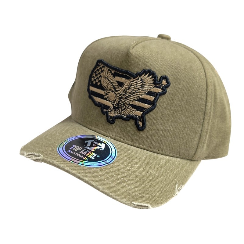Hip-Hop Caps -USA Logo Eagle Olive Green