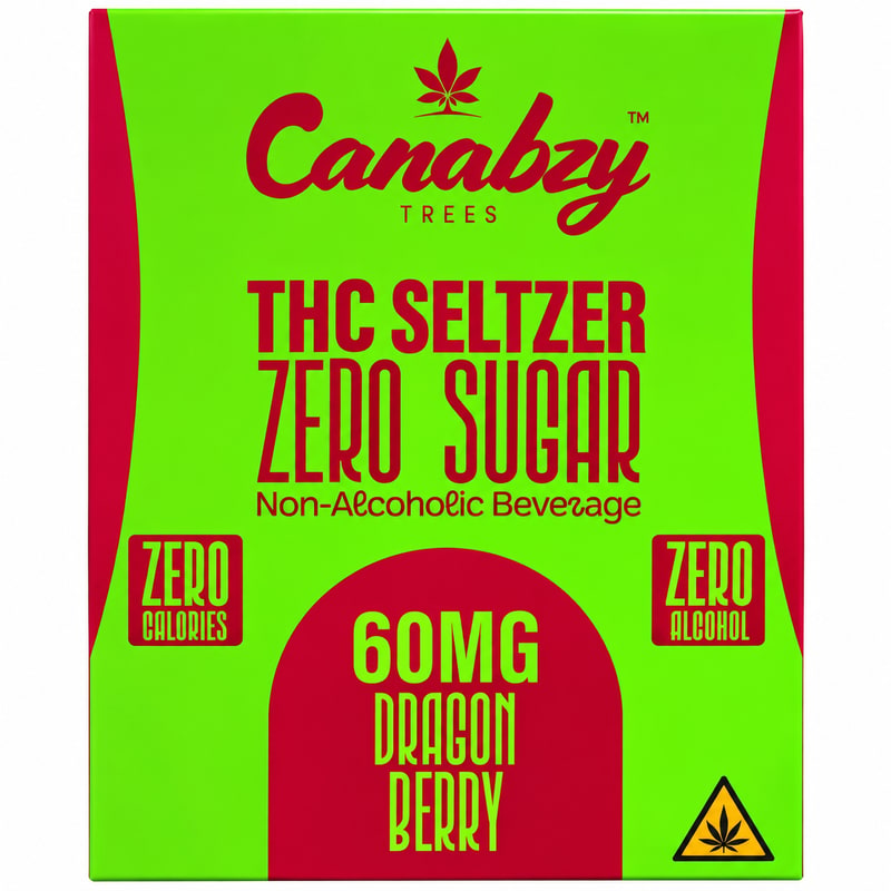 Canabzy THC Drink Seltzer 60mg 12oz Can 4pk Box - Dragon Berry