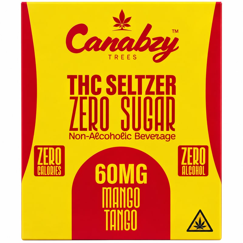Canabzy THC Drink Seltzer 60mg 12oz Can 4pk Box - Mango Tango