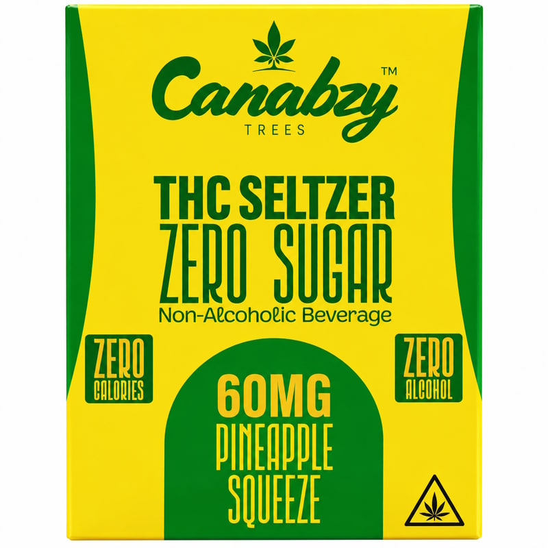 Canabzy THC Drink Seltzer 60mg 12oz Can 4pk Box - Pineapple Squeeze