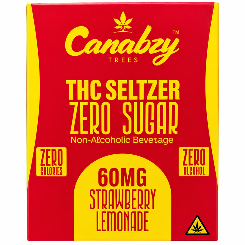 Canabzy THC Drink Seltzer 60mg 12oz Can 4pk Box - Strawberry Lemonade