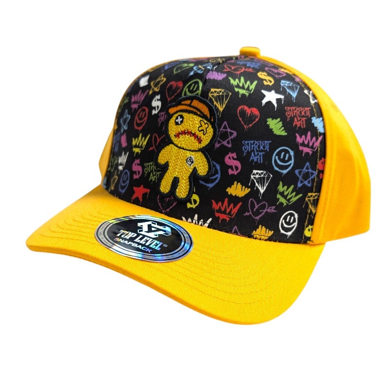 Hip-Hop Caps -Stitched Voodoo Doll Patch Yellow
