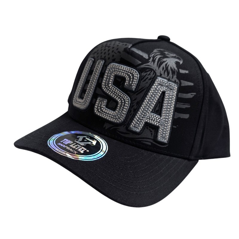 Hip-Hop Caps -USA Logo Eagle Black