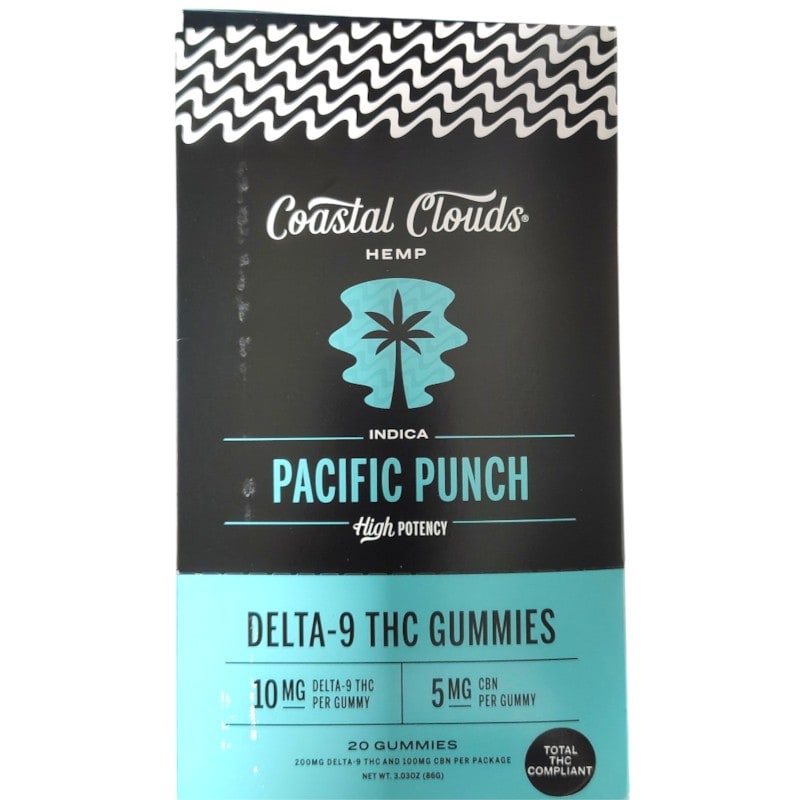 Coastal Clouds D9 THC Gummies 5mg 20pk 5ct Box-Indica-Pacific Punch