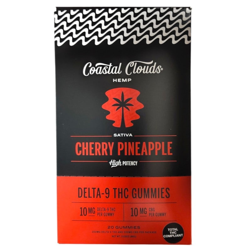 Coastal Clouds D9 THC Gummies 10mg 20pk 5ct Box-Sativa-Cherry Pineapple