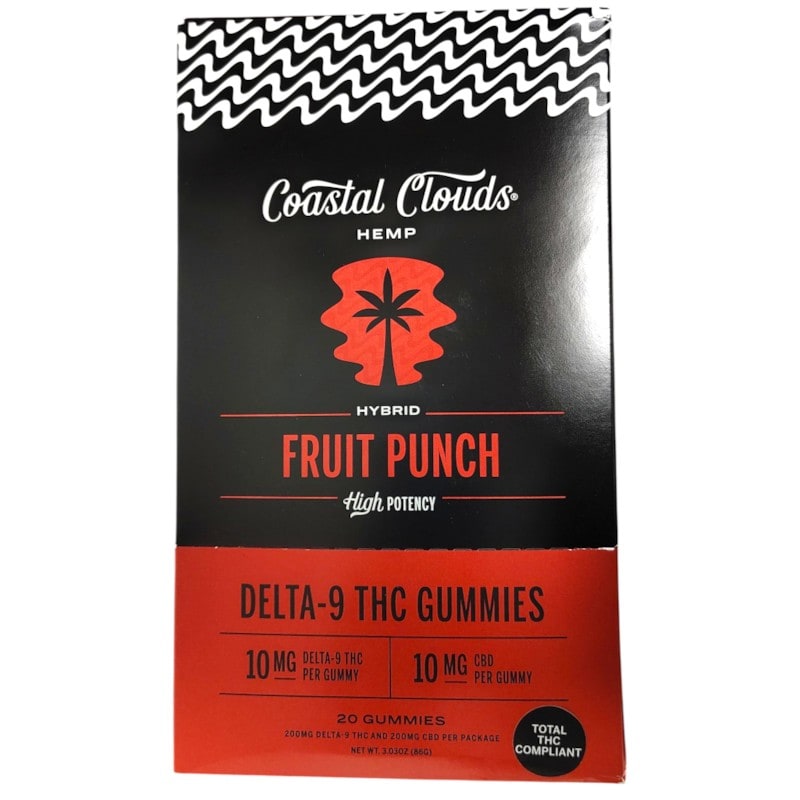 Coastal Clouds D9 THC Gummies 10mg 20pk 5ct Box-Hybrid-Fruit Punch