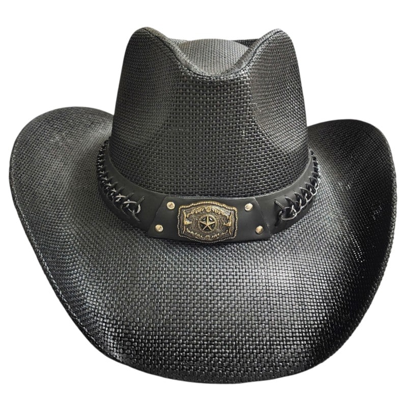 Cowboys Hats -Black Chain Hatband With Star in Center