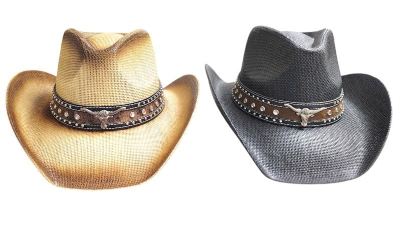 Cowboys Hats - Sliver Stone Hatband/ Longhorn Skull Patch