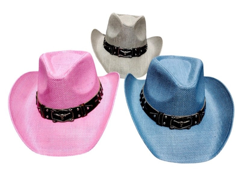 Cowboys Hats -Leather Hatband/ Longhorn Patch