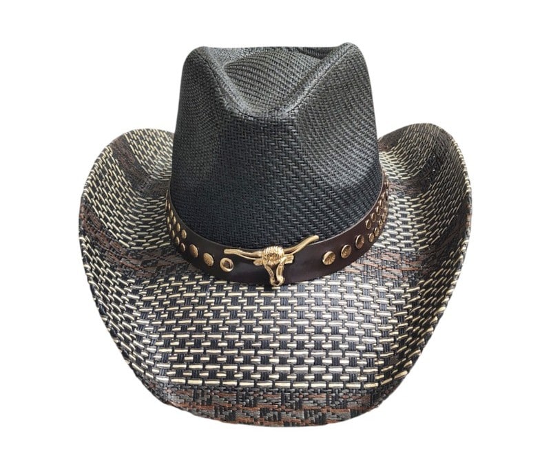 Cowboys Hats -Shine Brown Band/Longhorn Gold Patch Grey