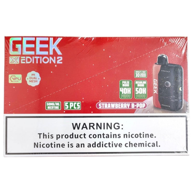 Geek X Edition 50k Puff 5ct Box - Strawberry B - Pop