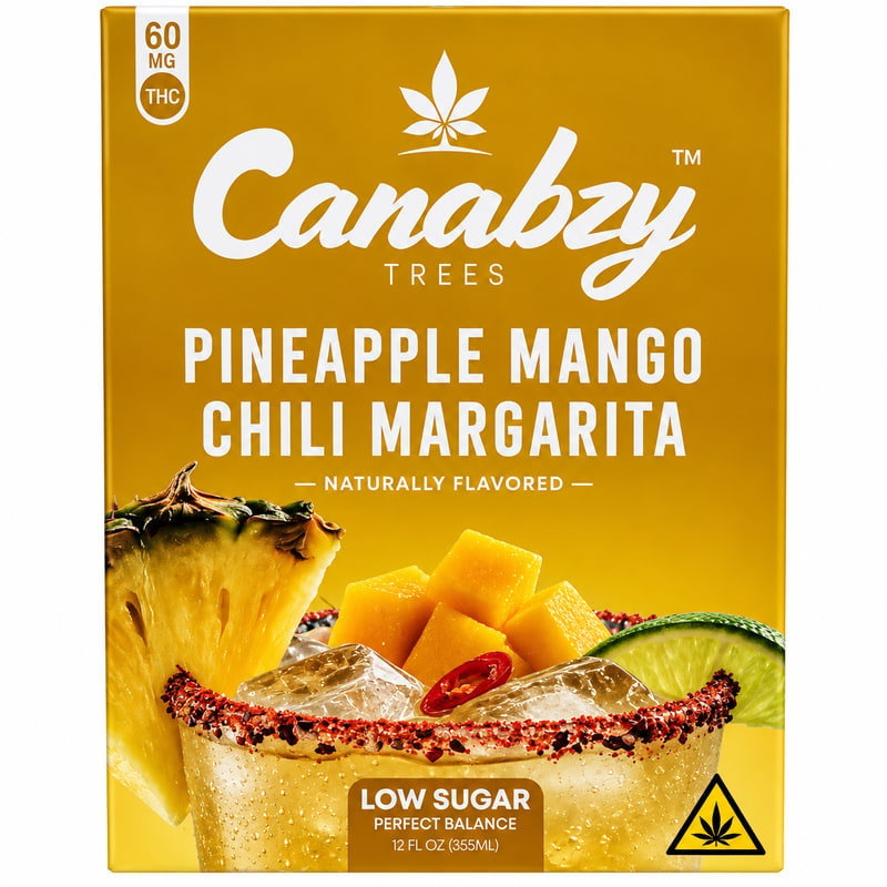 Canabzy D9 THC Drink Seltzer 60mg 12oz Can 4pk Box - Pineapple Mango Chili Margarita