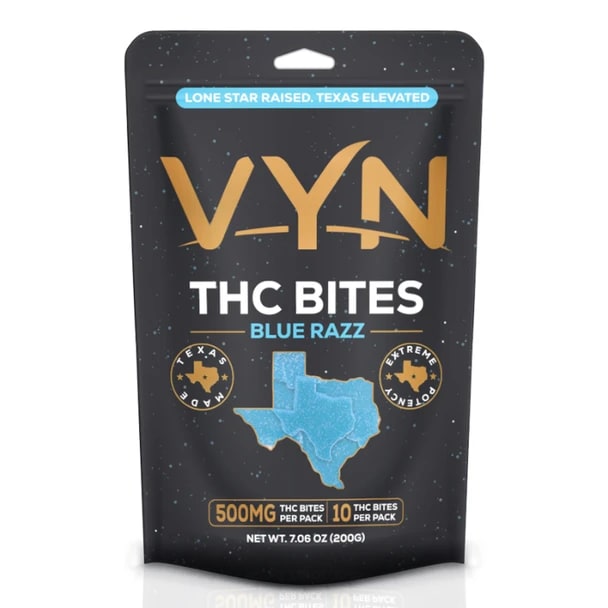VYN THC Gummie Bites 500mg 10pk 5ctBox - Blue Razz Ice