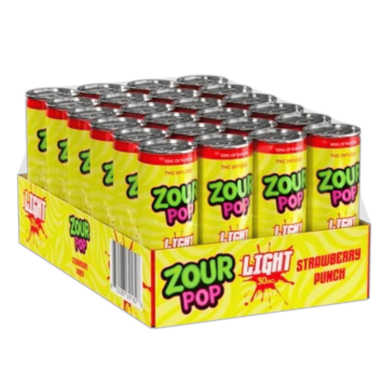 Zour Pop THC Infused Drink 100mg 12oz Can 24ct Case - Strawberry Punch