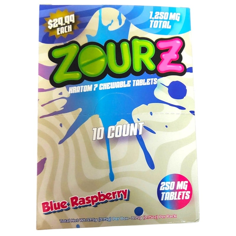 Zour Z Kratom 7 250mg 5pk 10ct Box-Blue Raspberry