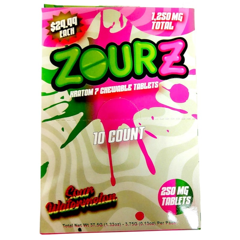 Zour Z Kratom 7 250mg 5pk 10ct Box-Sour Watermelon