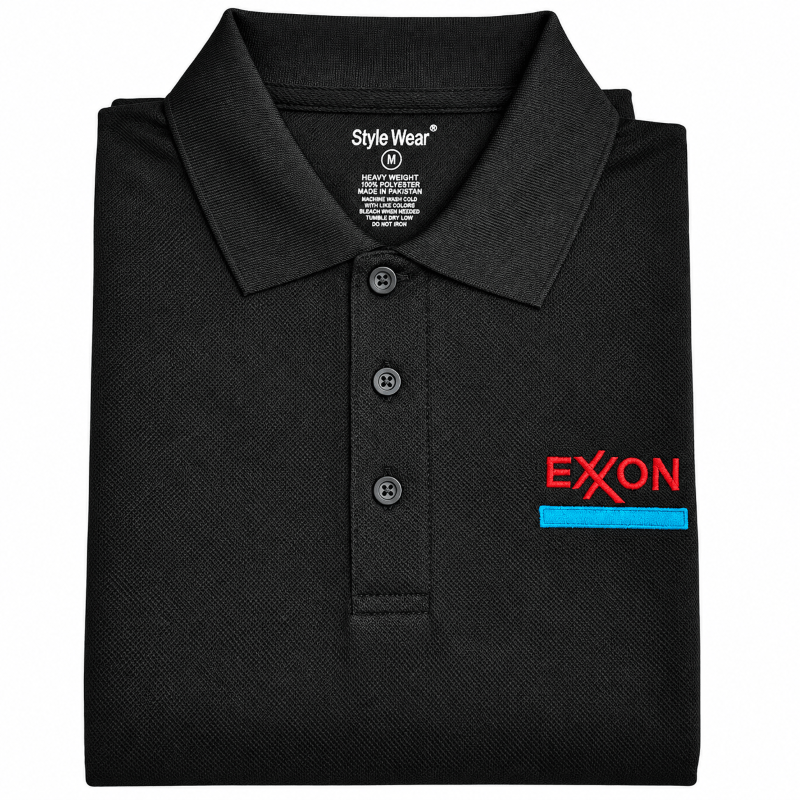 TShirt Style Wear Polo-Exxon-Black-Medium
