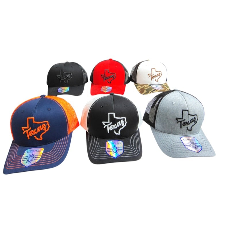 Truckers Caps - Texas Maps Black Design