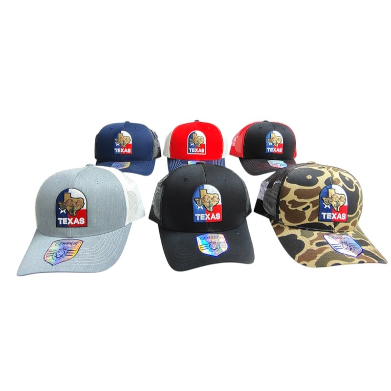Truckers Caps - TX State Map Patch With Cactus Graphic