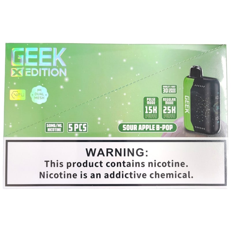 Geek X Edition 25k Puff 5ct Box - Sour Apple B - Pop