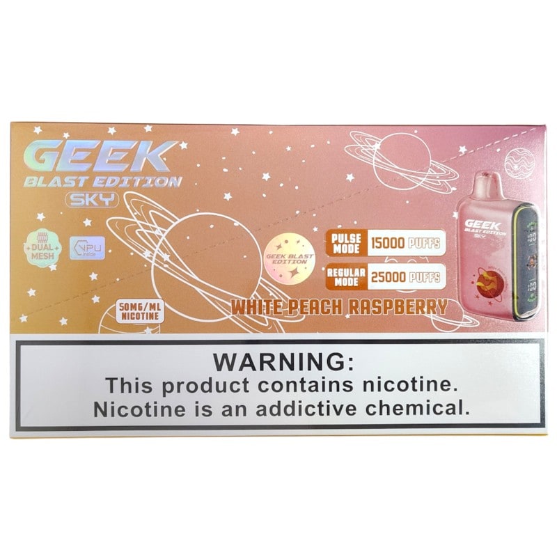 Geek Blast Sky 25k Puff 5ct Box - White Peach Raspberry