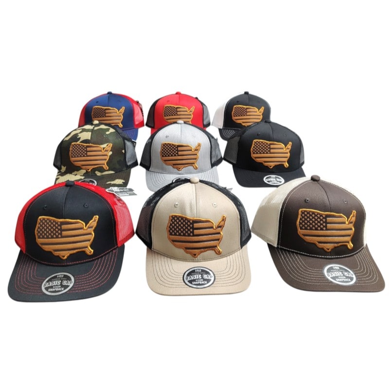Dad Hats Caps - USA Map Leather Patch