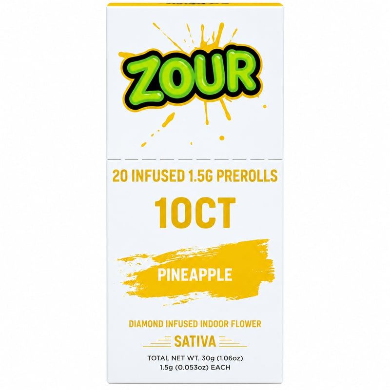 Zour Diamond Infused Pre - Rolls 1.5g 2pk 10ct Box - Sativa - Pineapple