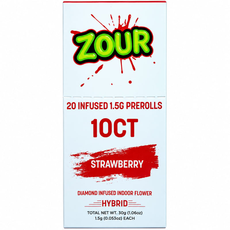 Zour Diamond Infused Pre - Rolls 1.5g 2pk 10ct Box - Hybrid - Strawberry