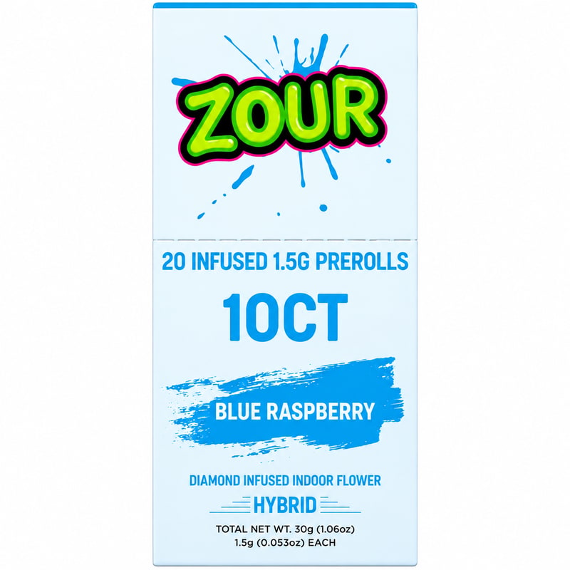 Zour Diamond Infused Pre - Rolls 1.5g 2pk 10ct Box - Hybrid - Blue Raspberry