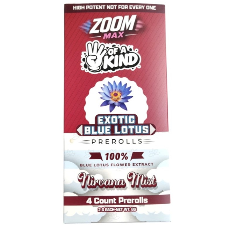 Zoom Max Four Of A Kind Exotic Blue Lotus 2g Pre - Rolls 4pk 10ct Box - Nirvana Mist